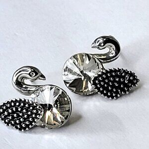 Swan Stud Earrings Large Zircon